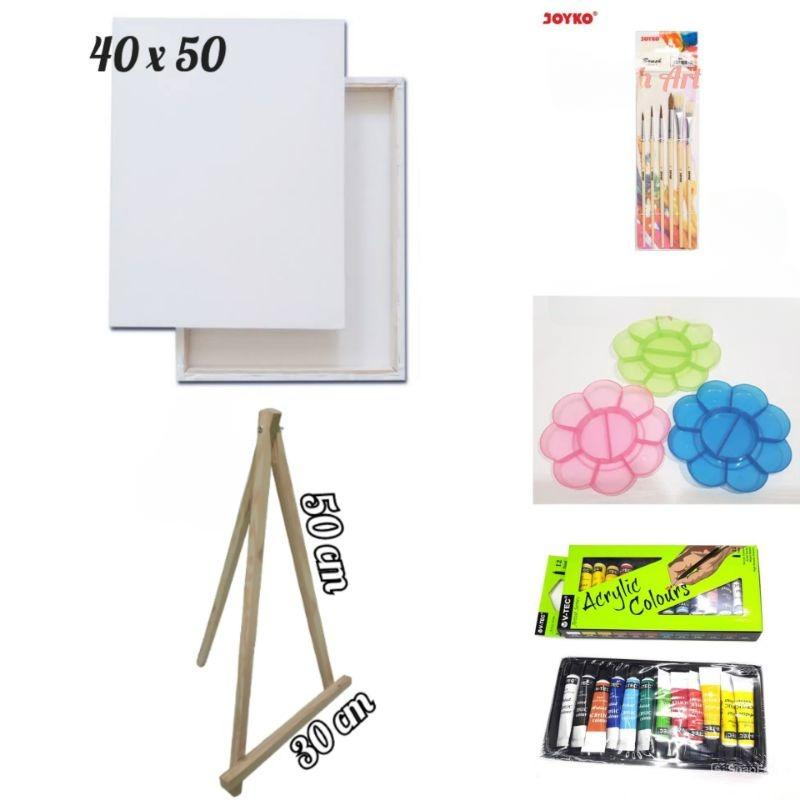 

Paket Melukis Berkreasi Lewat Kanvas uk 40x50cm 1 Set Cat Akrilik Barang Edukatif
