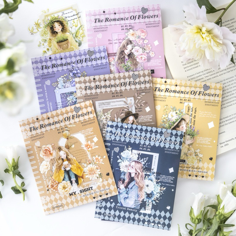 

(7G) sticker transparan wanita perempuan cantik background bunga tulisan pretty girl woman journaling