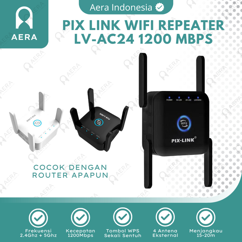 Pix Link Wifi Extender 1200Mbps 2.4G + 5G LV-AC24 | Extender Wiffi 5G | Wi fi Extender