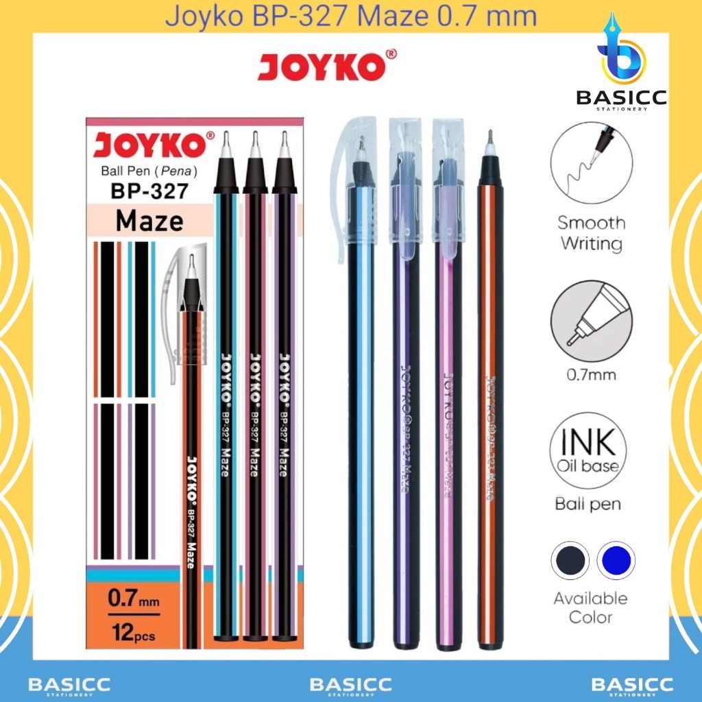 

Joyko Ball Pen Pulpen Pena BP-327 Maze 0.7mm | @ 1Kotak=12Pen