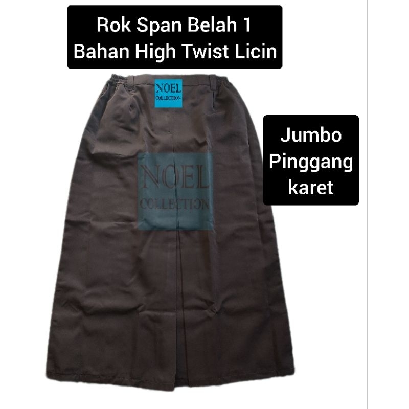 SUPER JUMBO Rok Panjang Coklat/Pramuka SMP SMA Span Belah 1 Bahan Twist (Licin) pinggang karet