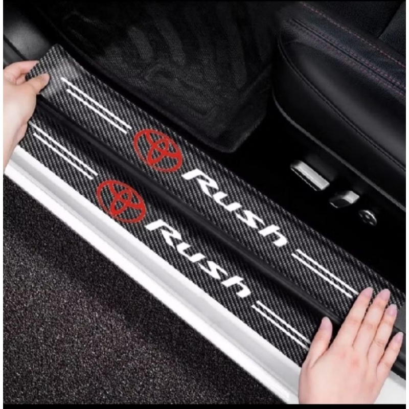 Stiker Sill Plate Mobil Rush Stiker Toyota Pijakan Kaki Mobil Karbon 3D