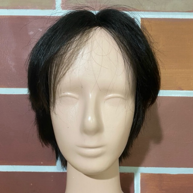 Wig Pria Belah Tengah Rambut Asli