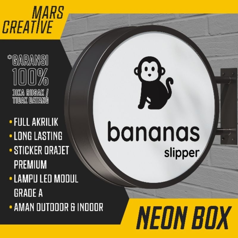 Neon Box Custom Ukuran 70x150 cm Persegi Panjang Hasil Gambar HD Cahaya Lampu Terang Include Bracket