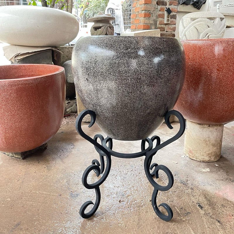pot terrazzo klasik besi tempa cantik dan mewah