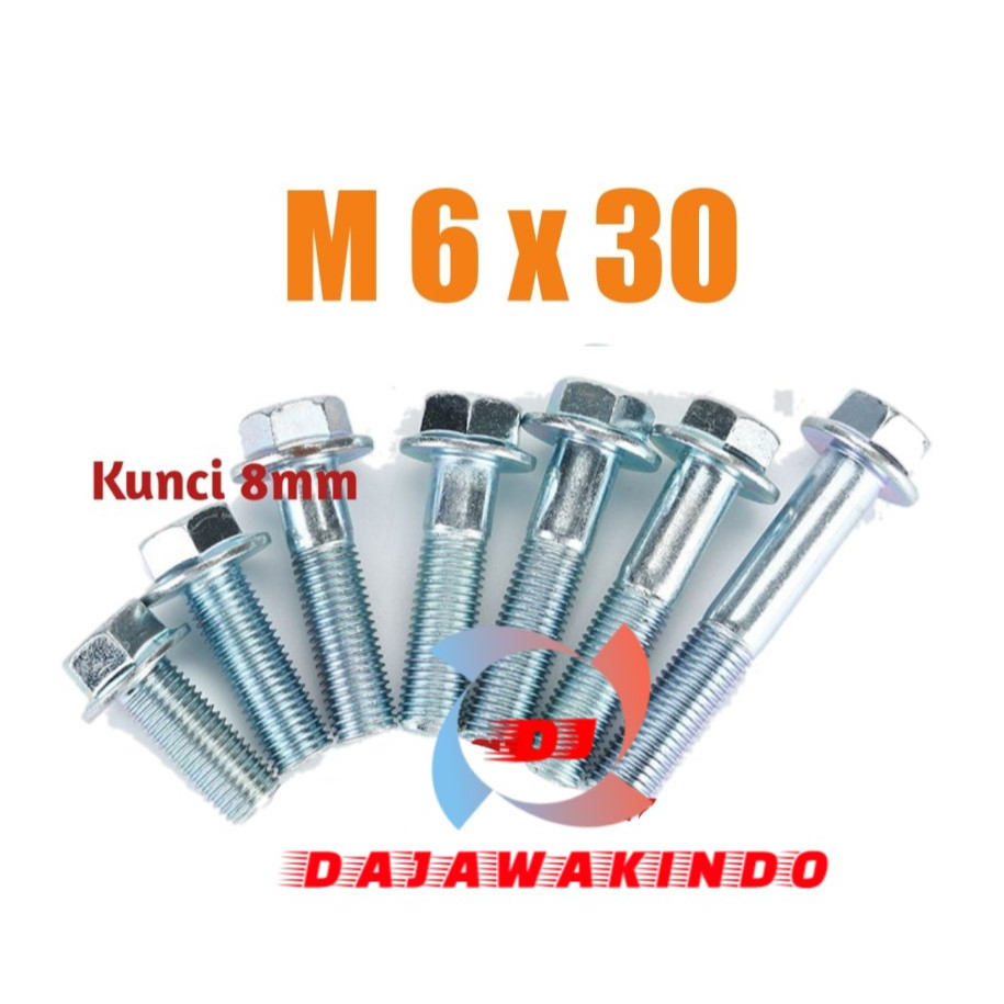 Baut Flange Kunci 8 / Baut Flange M6 x 30 / Flange Bolt