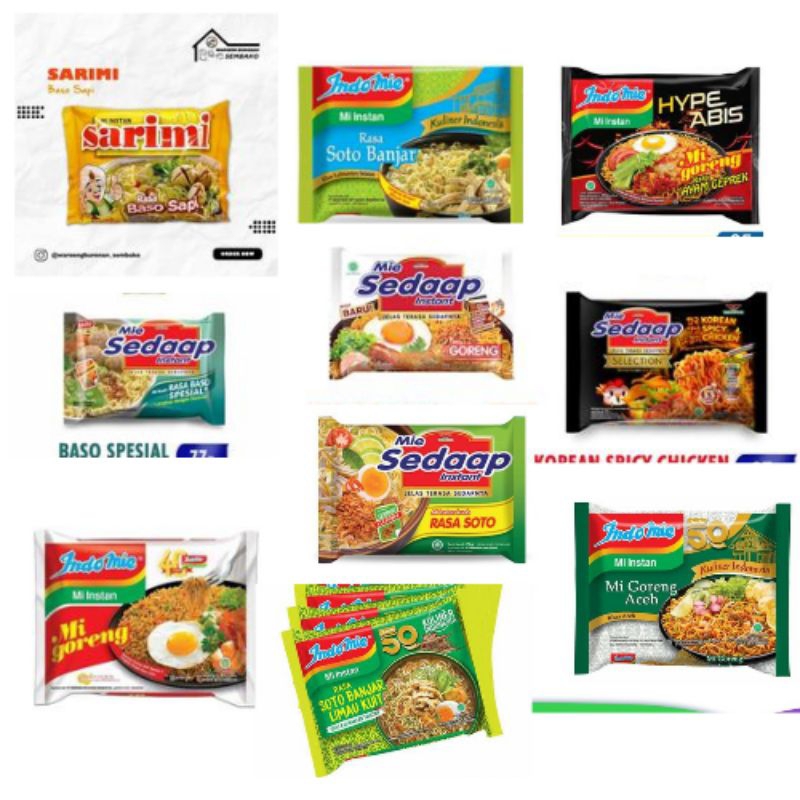 

mie sedap dan indomie isi 10 pcs mix campur