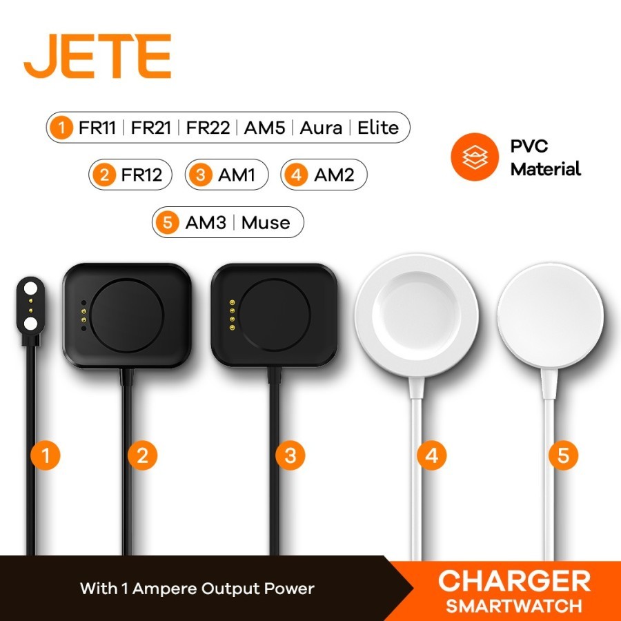 JETE Kabel Charger JETE Smartwatch Wireless Magnetic Original AM1 AM2 AM3 FR12 FR11 FR21 FR22