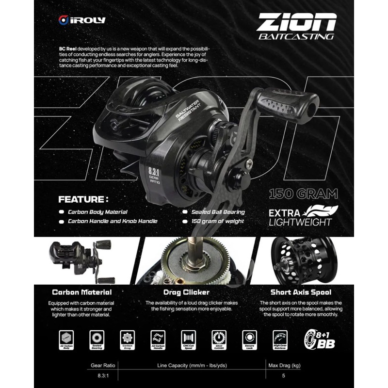 REEL BC/BAITCASTING IROLY ZION DEEP & SHALLOW SPOOL