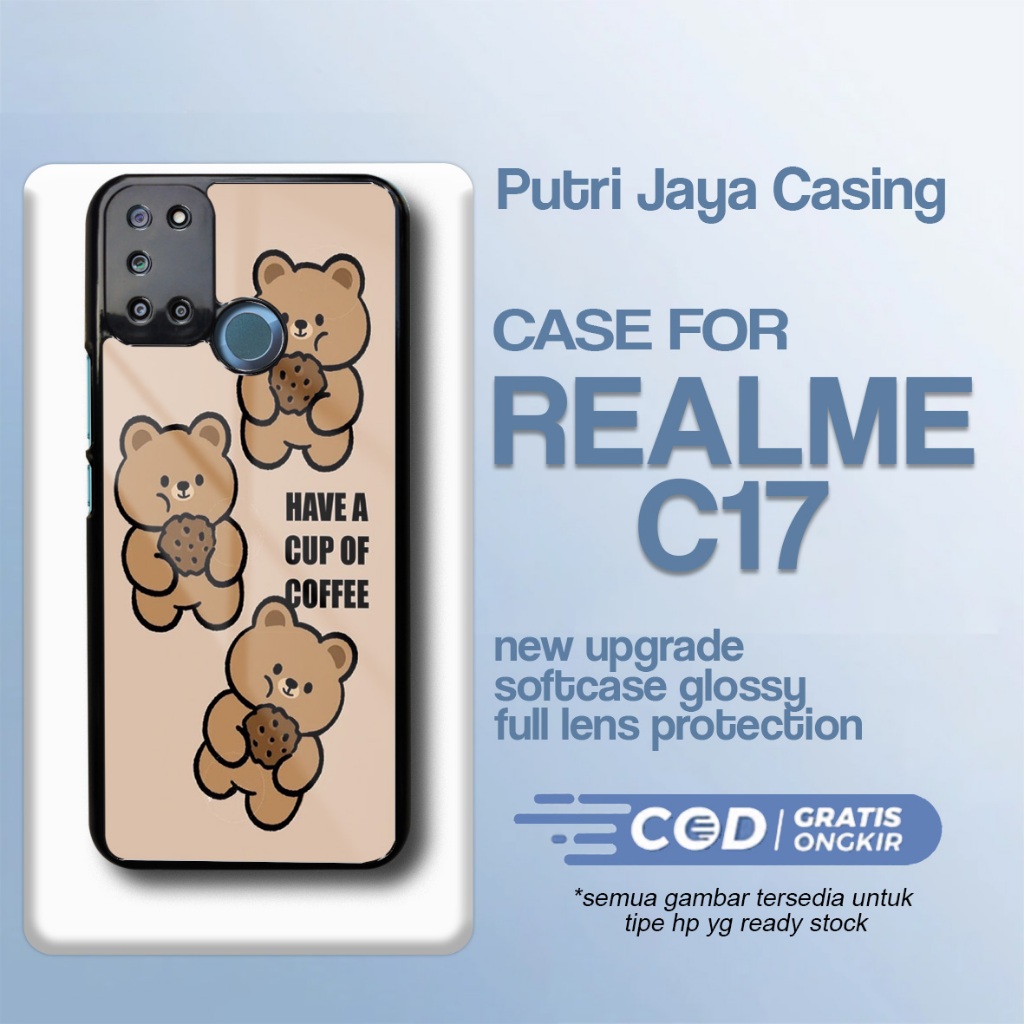 Case Realme C17 Terbaru - Realme C17 - Motif Beruang lucu - Bahan Softcase Hardcase Premium Glossy -