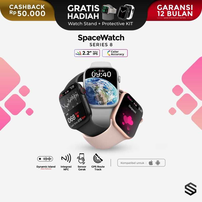 [TERLARIS] SpaceWatch Series 8 45mm with Dynamic Island Smartwatch