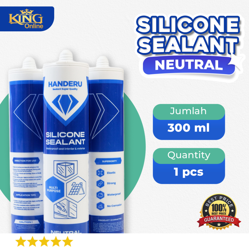 Lem Silicone Sealant Handeru Netral Asam 300ML / Lem Silicone kaca aquarium / alumunium / akrilik