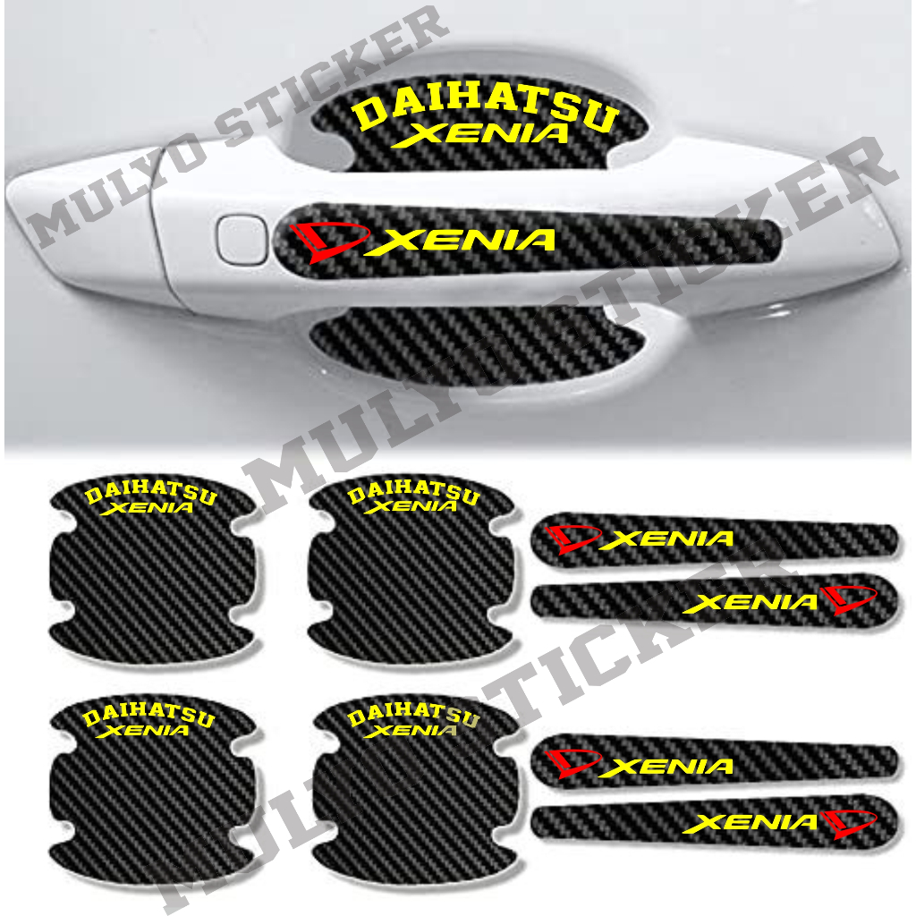 8pcs stiker carbon handle pintu mobil daihatsu xenia stiker pelindung handle pintu mobil