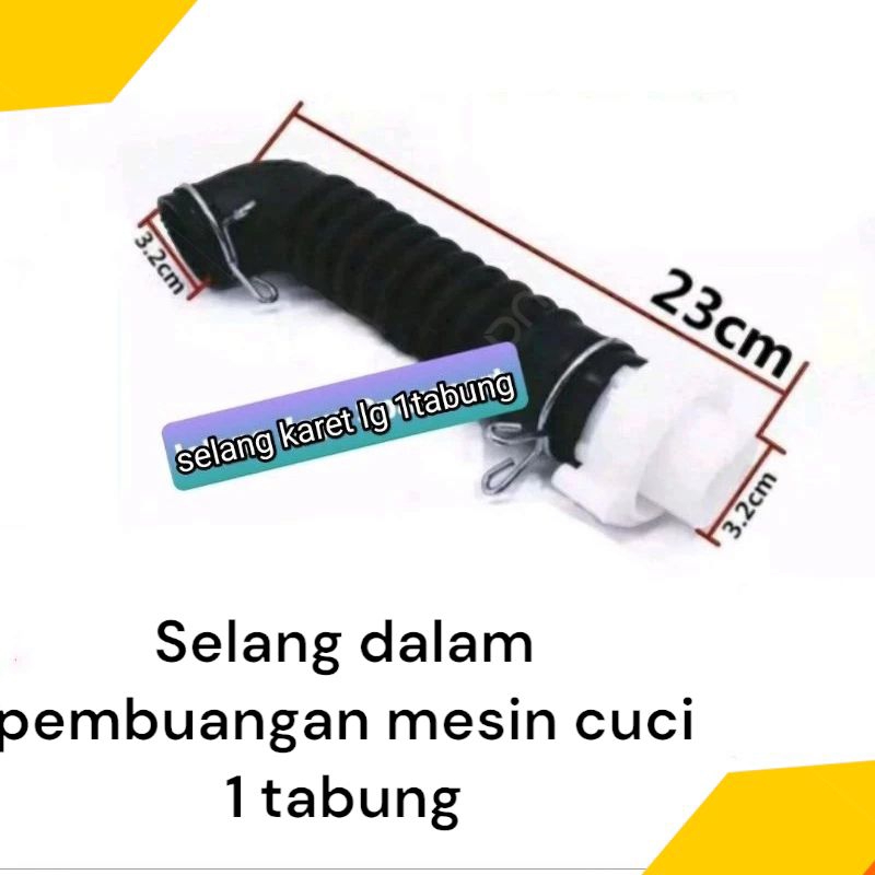 Selang Karet Hitam Pembuangan Mesin Cuci 1 Tabung Lg