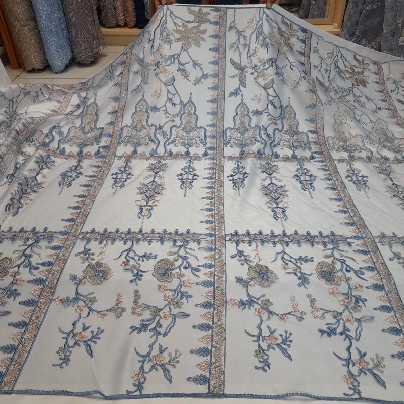 (COD) Bahan tille etnik bordir/kebaya wanita//etnik bordir terbaru