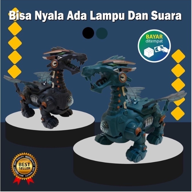 Mainan robot anak figure dino dinosaurus naga elektrik berjalan
