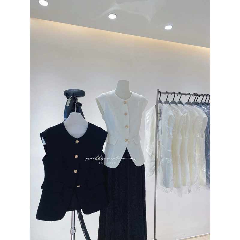 Callie Tweed Vest | korean tweed vest premium quality rompi tweed korea