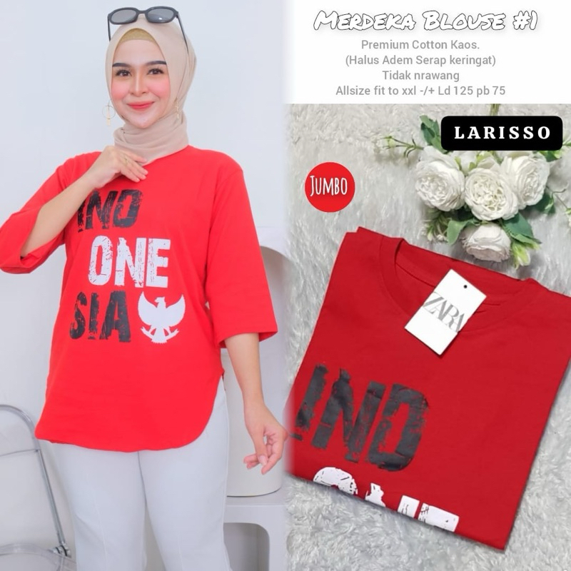 Merdeka Blouse Jumbo // Atasan Wanita Merah Putih