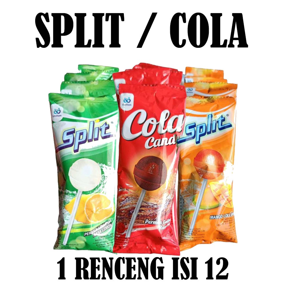 

PERMEN LOLLIPOP COLA CANDY / SPLIT RENCENG ISI 12