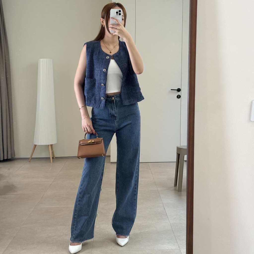 SUETERCLOTH - Nic Tweed Vest / Vest Wanita Bahan Tweed / Vest Wanita Premium / Blazer Wanita / Vest 