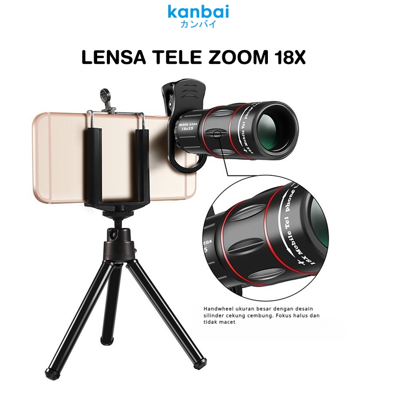 Lensa Tele Zoom HP 18X Lens kamera Tele Zomm 18x25 Universal Handphone