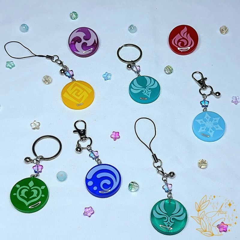 Keychain/Ganci, Gantungan/Strap Handphone, Pin/Bros Resin Vision Genshin Impact Type A