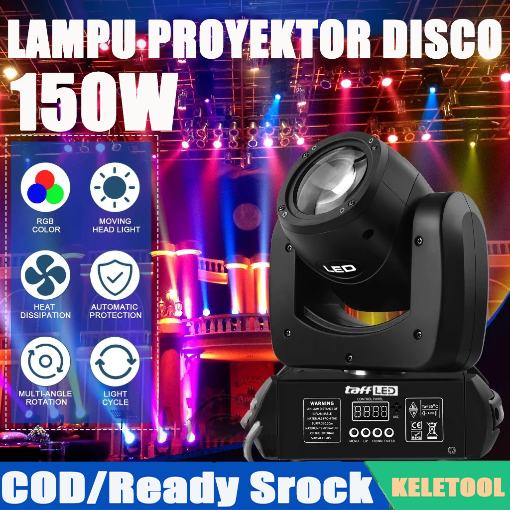 150W Lampu Sorot Stage Light Beam DMX Control Automatic Music Mode DJ Disco spot PAR Pin Bergerak LE