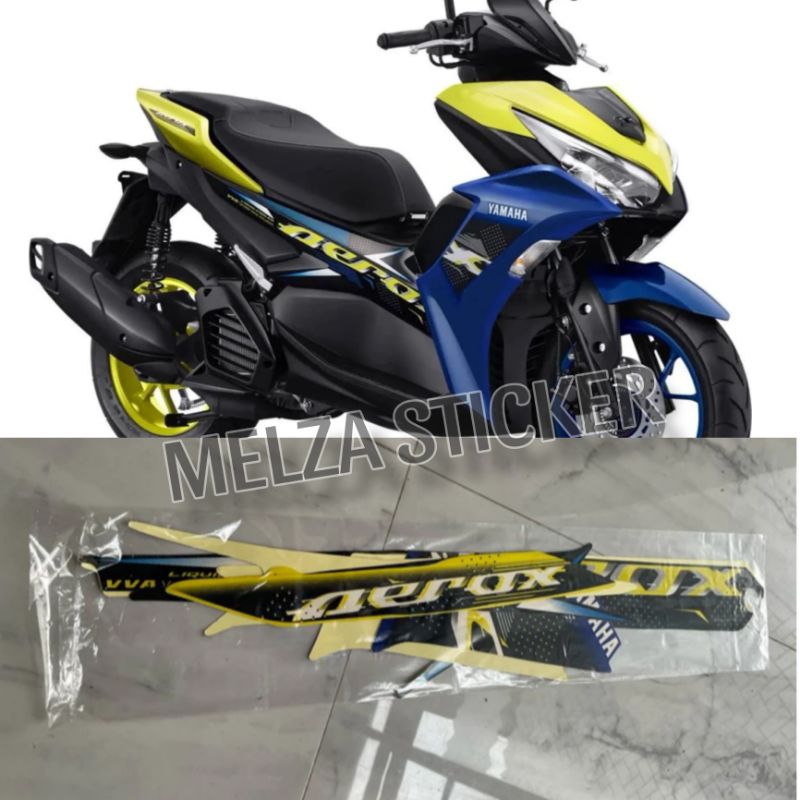 Stiker Motor AEROX NEW 155 2023 WARNA BIRU KUNING Sticker Lis Body Standar