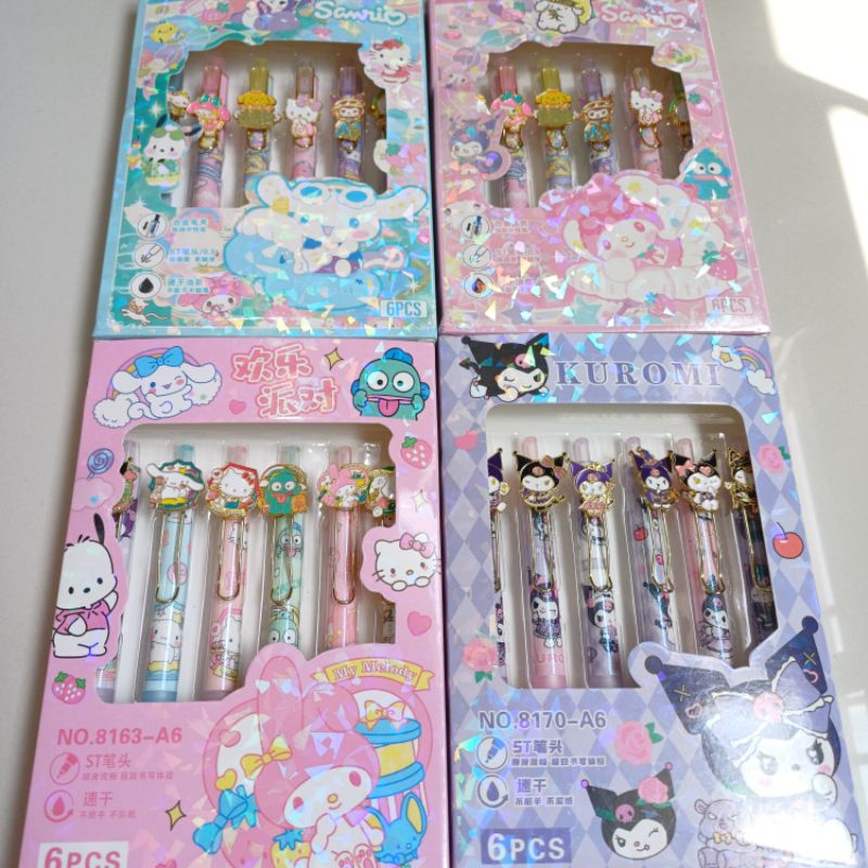 

Pulpen cetek charm enamel gold set 6 SANRIO KUROMI CINNAMOROLL MY MELODY HANGYODON POMPOMPURIN POCHACCO