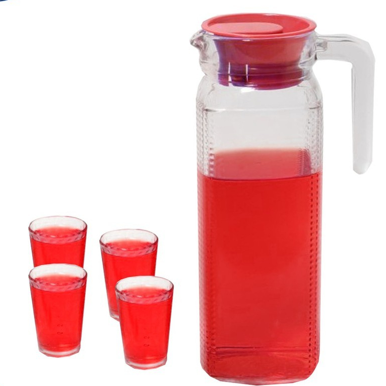 Pitcher Teko Set Kaca /Drink Set Kim glass isi 5 pcs