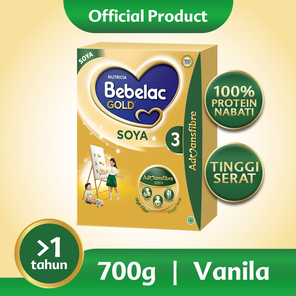 Bebelac Gold Soya 3 (1-3 Tahun) Vanila Formula Soya Bubuk Uk. 700 gr