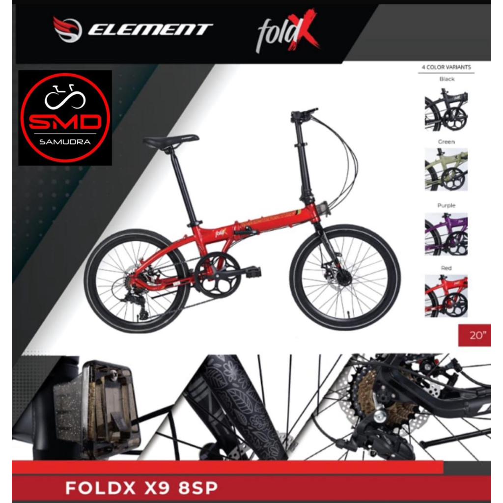 Sepeda Lipat Folding 20 Inch Merk Element FoldX XNINE 8Sp Allunumium Alloy Murah BDG