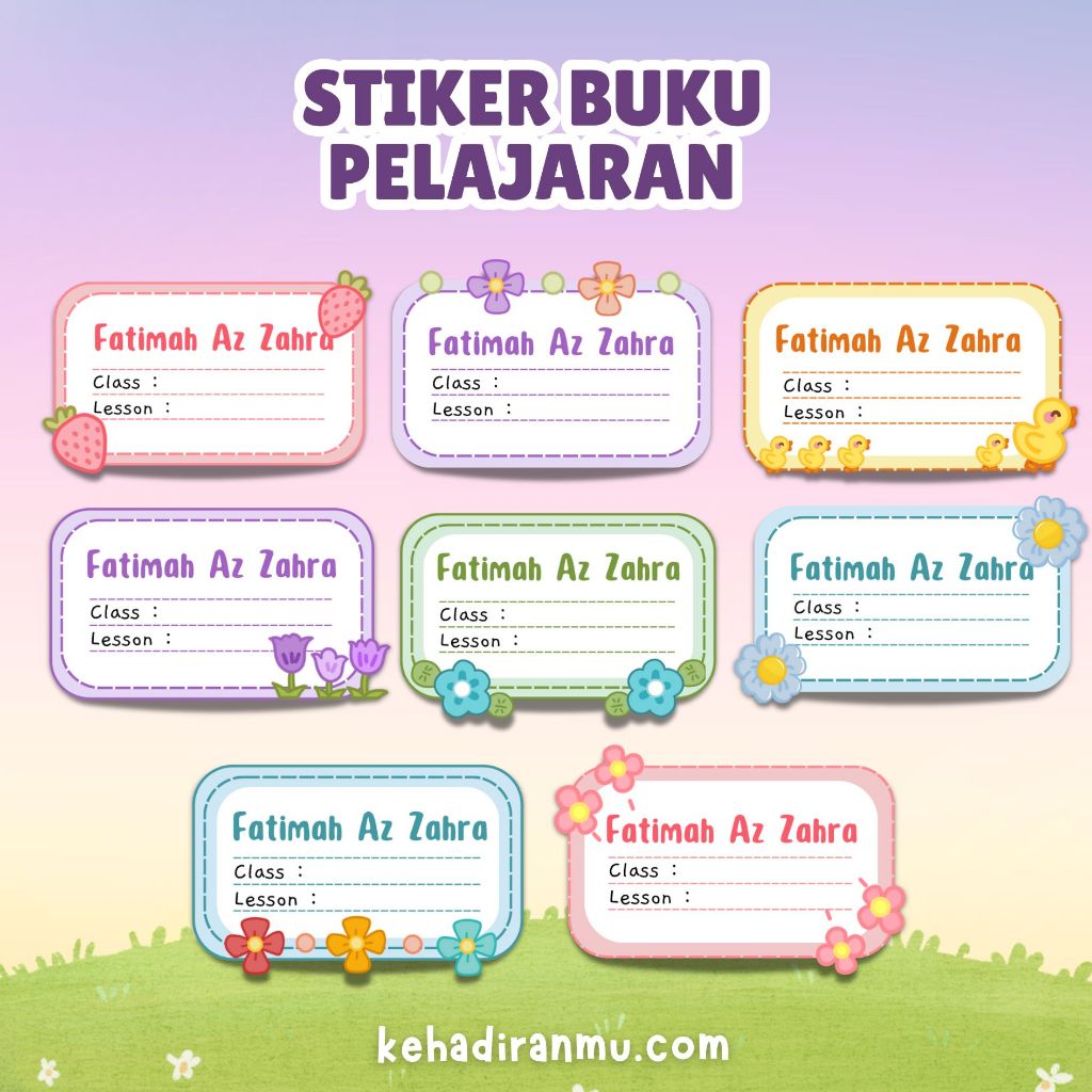 

[16 pcs] Stiker Nama Buku Mapel Pelajaran Waterproof Anti Air