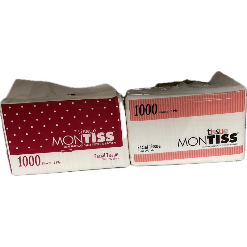 MONTISS FACIAL TISSUE 1000 SHEETS TISU Muka Wajah Serbaguna