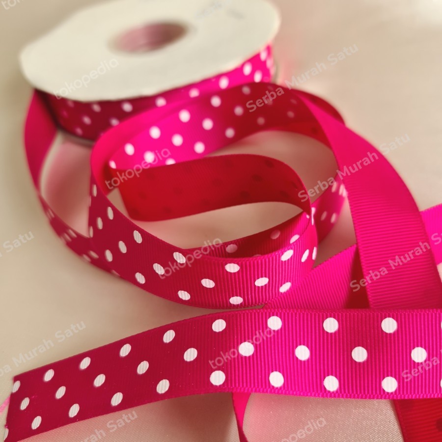 

pita grosgrain polkadot meteran gulungan hadiah souvenir bouquet perlengkapan bungkus bingkisan craft