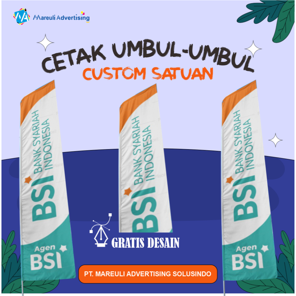 Cetak Bendera / Umbul-umbul Custom Satuan Murah