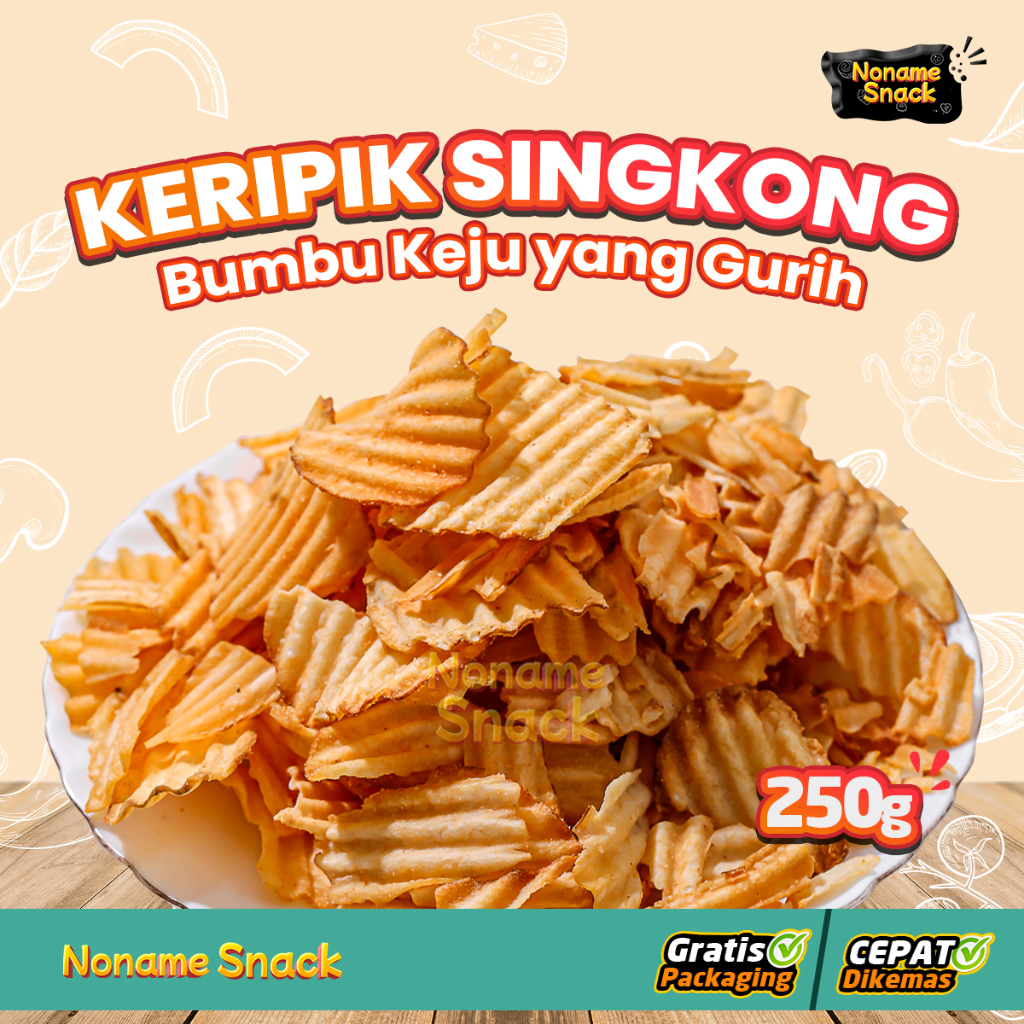 

NoName Snack - Kripik Singkong Keju Cemilan Gurih Keripik Grosir 250G