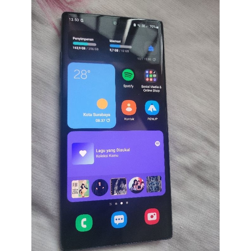 Preloved HP Samsung Galaxy Note 10+ plus ex Sein hitam black mulus pemakaian pribadi lengkap box sma