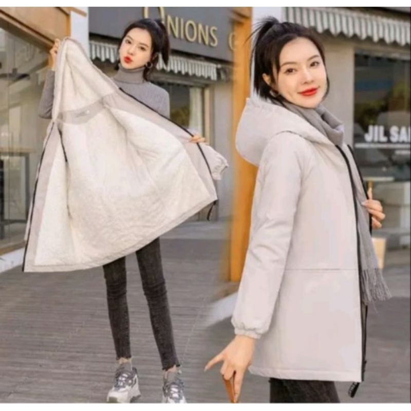 Jaket Wanita Bulu Tebal/Jaket Wanita Korea/Jaket Wanita Kekinian/Jaket Wanita Tebal/Jaket Cewek Kore