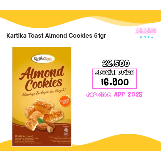 

Kartika Toast Almond Cookies 51 gram