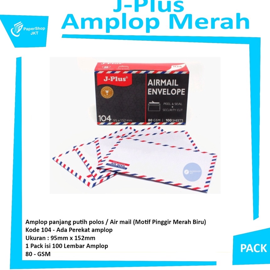 

Terbatas JPLUS Amplop Merah Air Mail 14 8gsm Pack