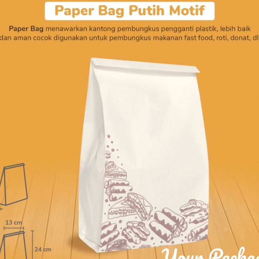 

Istimewa Isi 1 Kemasan Kantong Kertas Paper Bag Grade Kantong Kertas 13x25x8 Paper Bag PUTIH Kraft Bag Pembungkus Wadah Makanan Gorengan