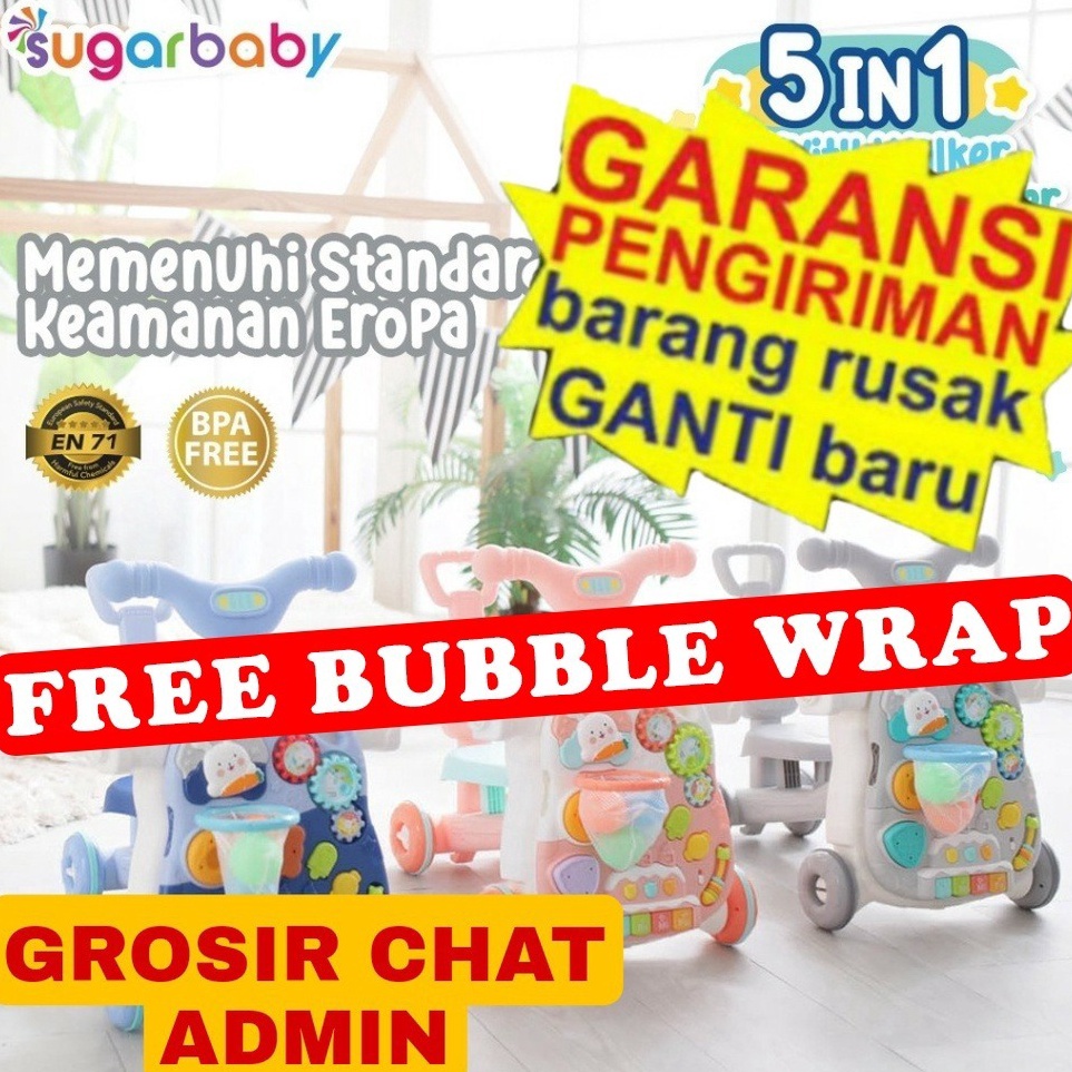 KODE D83E Sugarbaby 5in1 Activity Walker RideOn and ScooterPush walkerActivity walkerBaby walker Bab