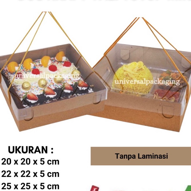 

HJ6 1 PCS Dos KRAFT TALI TUTUP MIKA Tinggi 5 CM Kardus Box Kotak Hampers Kue