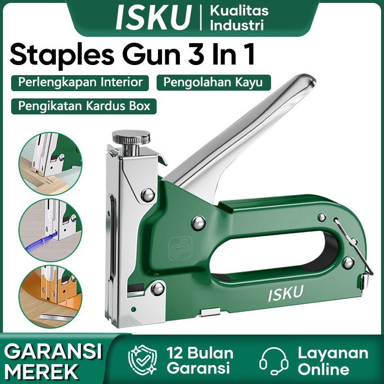 

Isku Stapler 3In1 Staples Tembak Staples Perekat Untuk kayuplesterkertasPowerfull Tacker Stapler o Q6D5