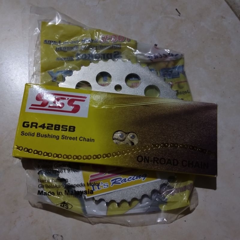 Gear belakang SSS Vixion 428 44T set rantai SSS 428SB 130L