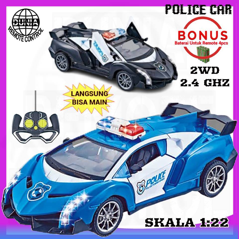 DUNIA REMOTE CONTROL RC MOBIL POLISI POLICE LAMBORGHINI BUKA PINTU MAINAN ANAK MOBIL REMOT KONTROL
