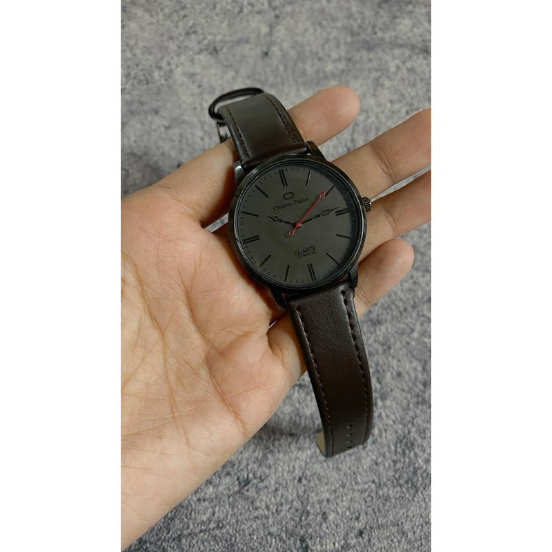 Jam Tangan Carles Delon Kulit Diameter 4cm