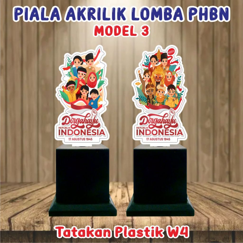 (MODEL 3) Piala Agustusan Murah KAKI W4 Polos / Piala Akrilik Kemerdekaan / Piala Akrilik Custome