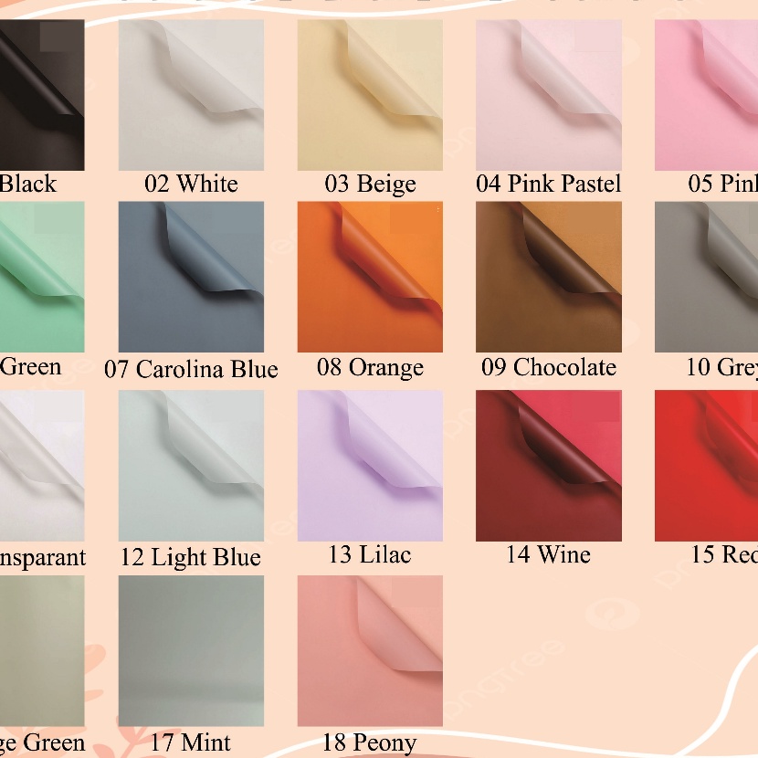 

KI3 2 Lembar Kertas Buket Cellophane Warna Polos Flower WrappingCelophane Polos Kertas Buket Warna Polos